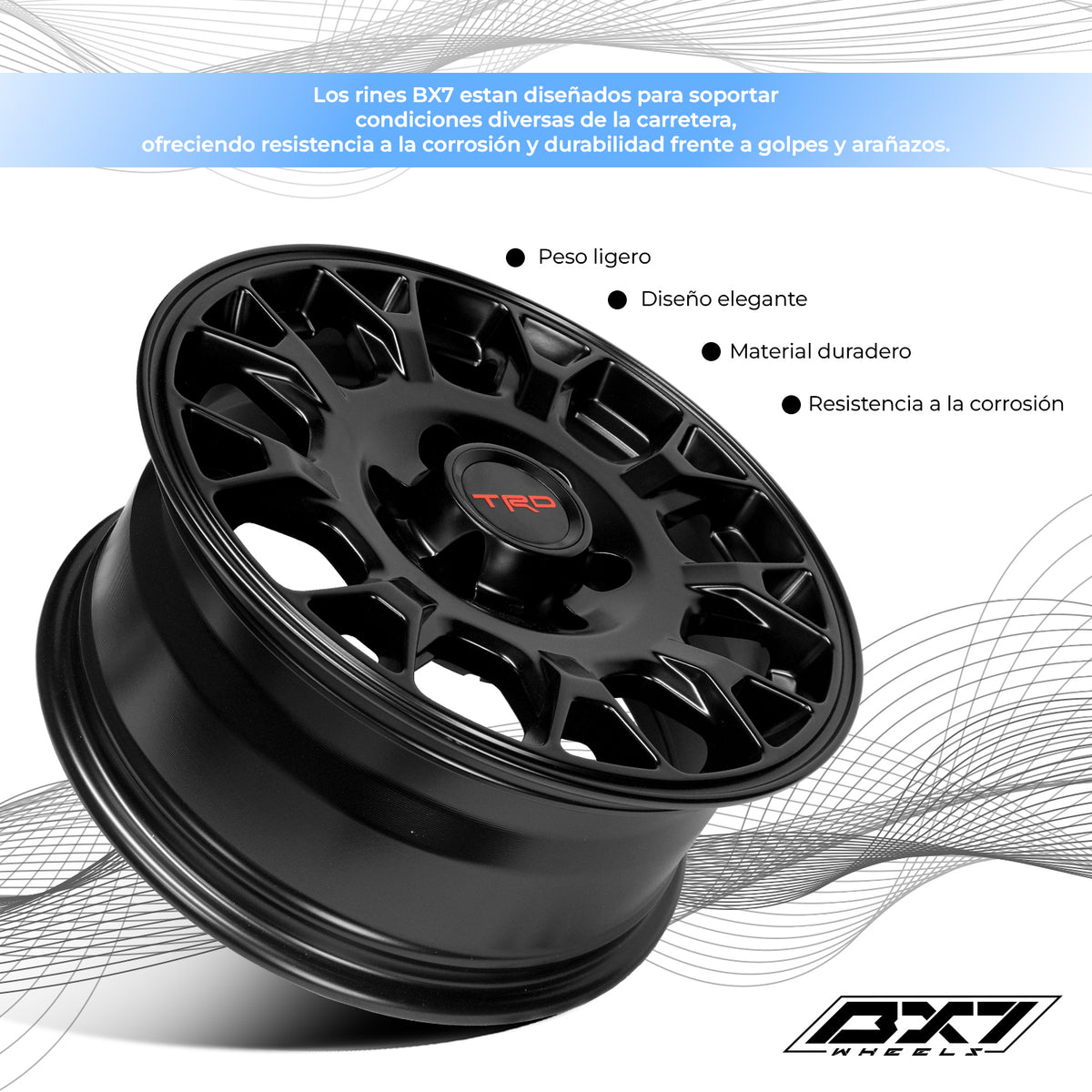 RIN BX7 WHEELS 17X7.5 6/139.7 ET: 55 CB: 106.1 NEGRO MATE/MATTE BLACK