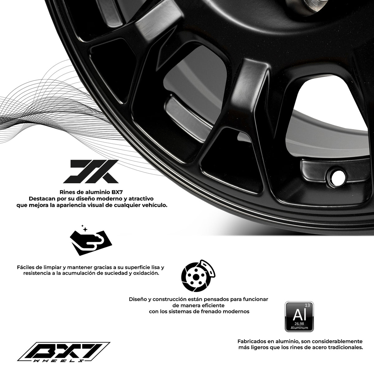 RIN BX7 WHEELS 17X7.5 6/139.7 ET: 55 CB: 106.1 NEGRO MATE/MATTE BLACK