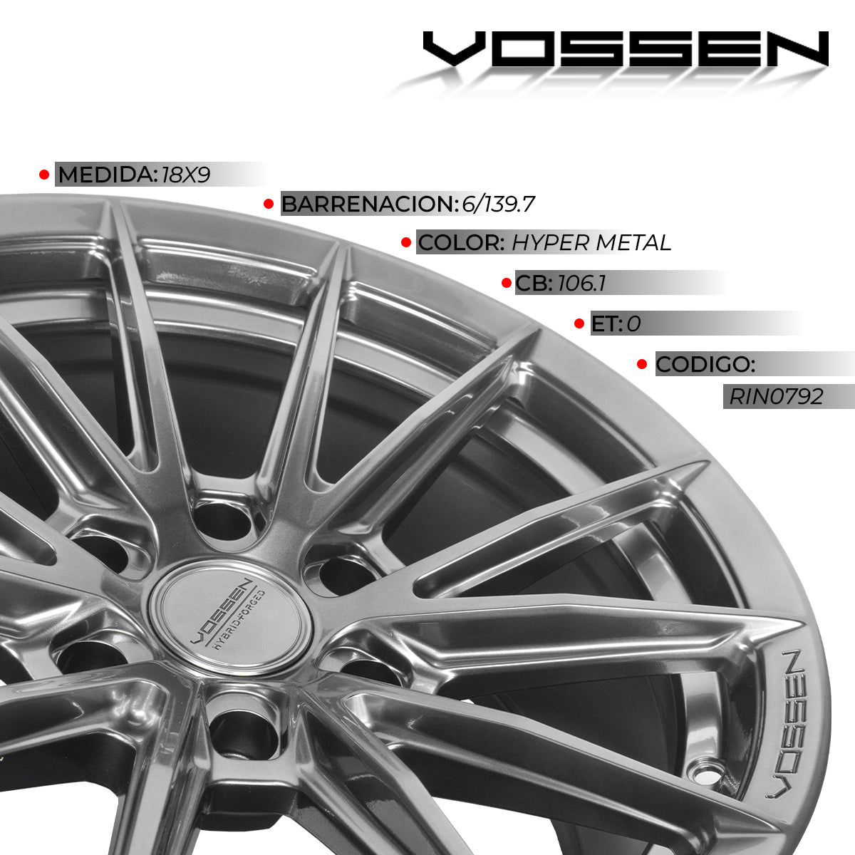 RIN VOSSEN 18X9 6/139.7 ET0 SUPER DEEP 106.1 HYPER METAL