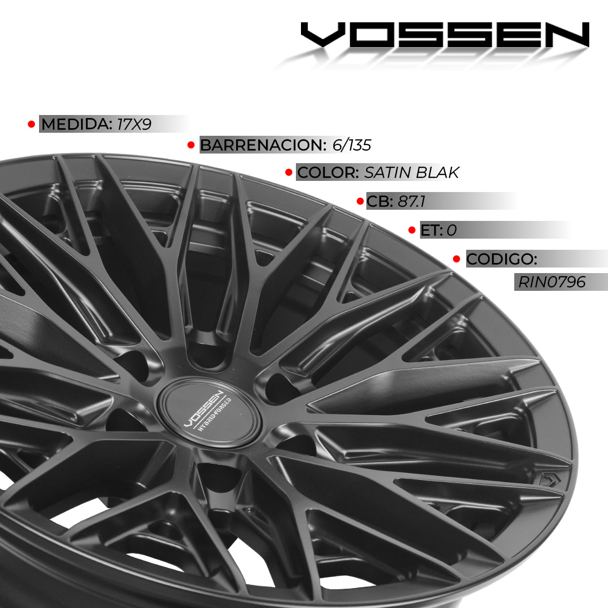 RIN VOSSEN 17X9 6/135 ET0 SUPER DEEP 87.1 SATIN BLAK