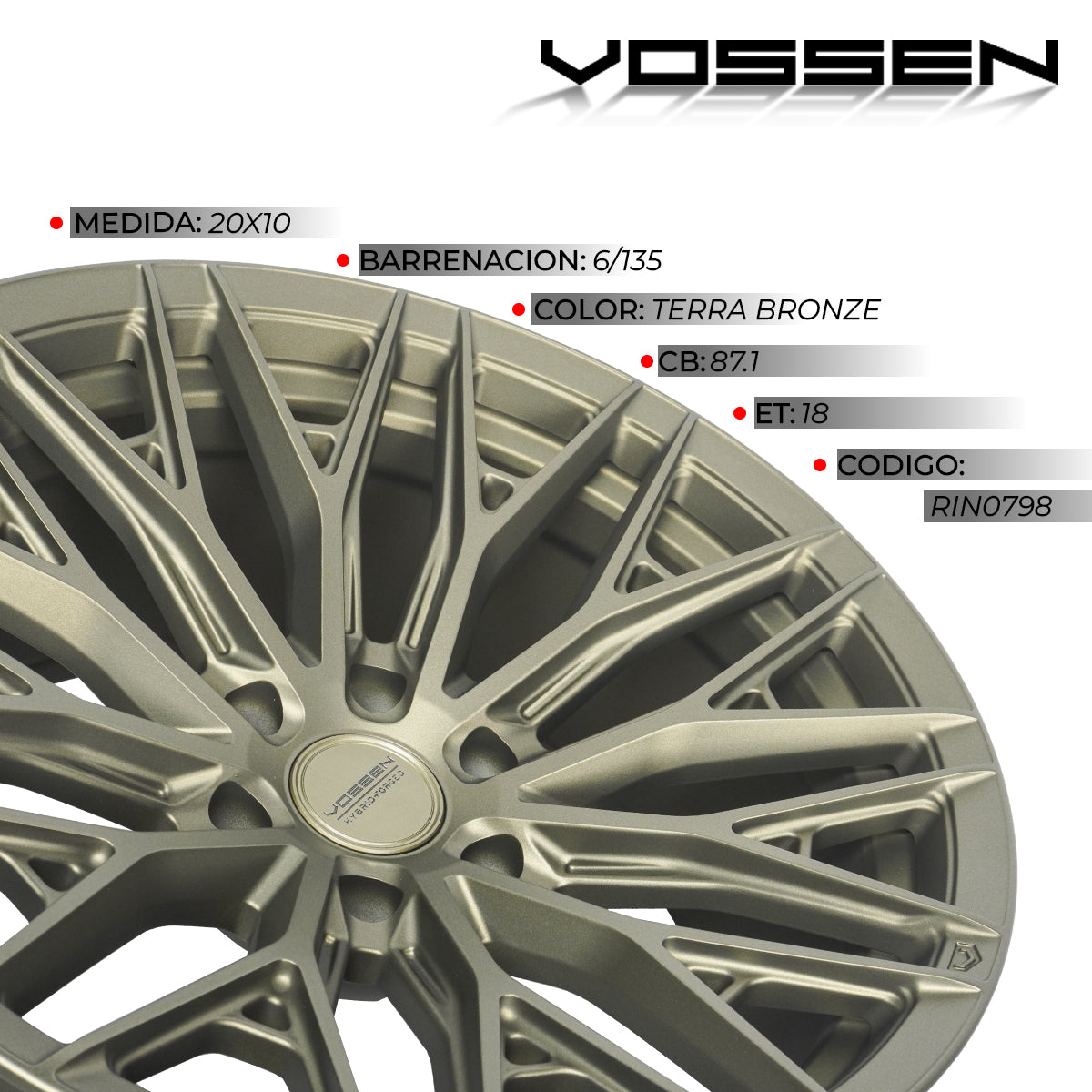 RIN VOSSEN 20X10 6/135 ET18 SUPER DEEP 87.1 TERRA BRONZE