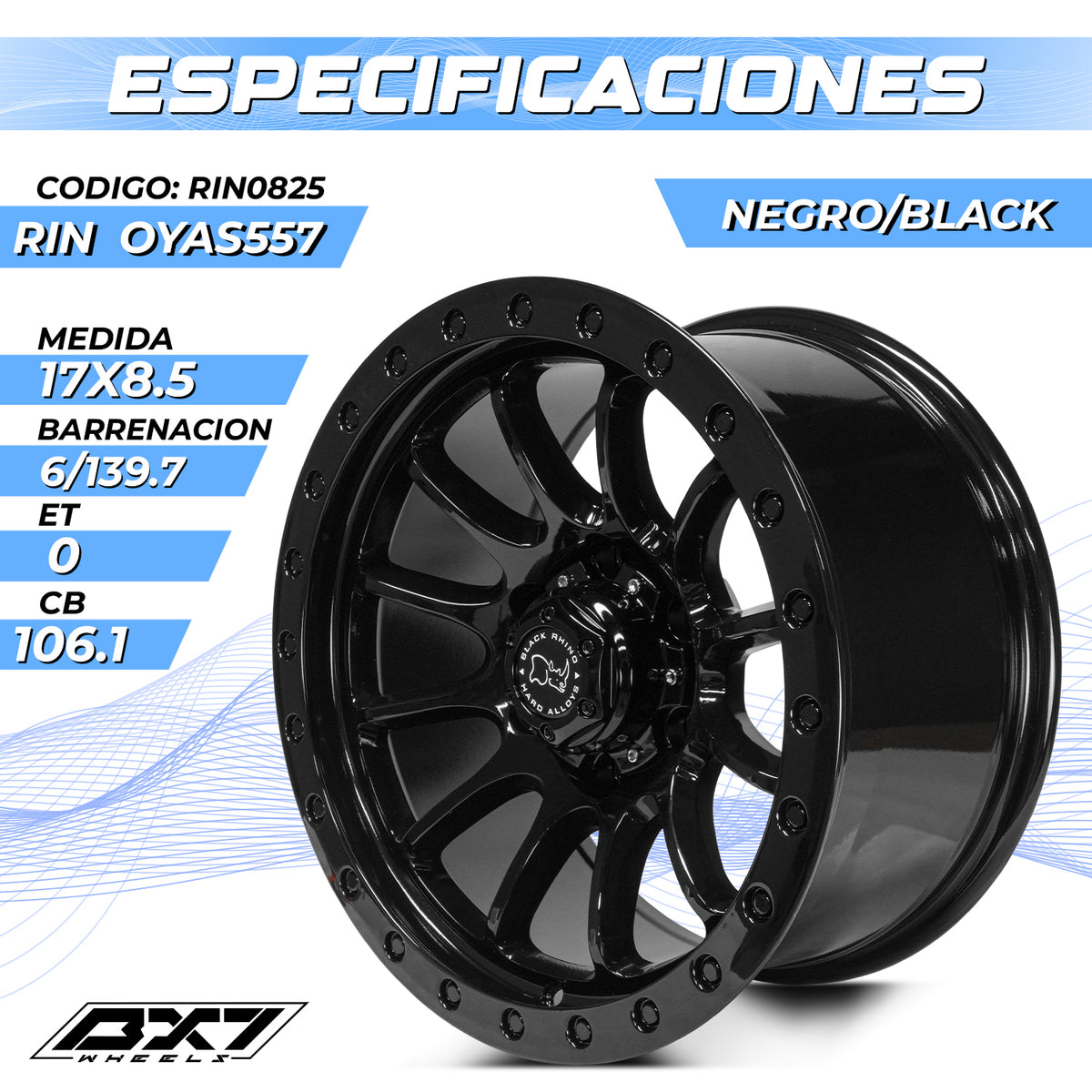 RIN BX7 WHEELS 17X8.5 6/139.7 ET0 CB106.1