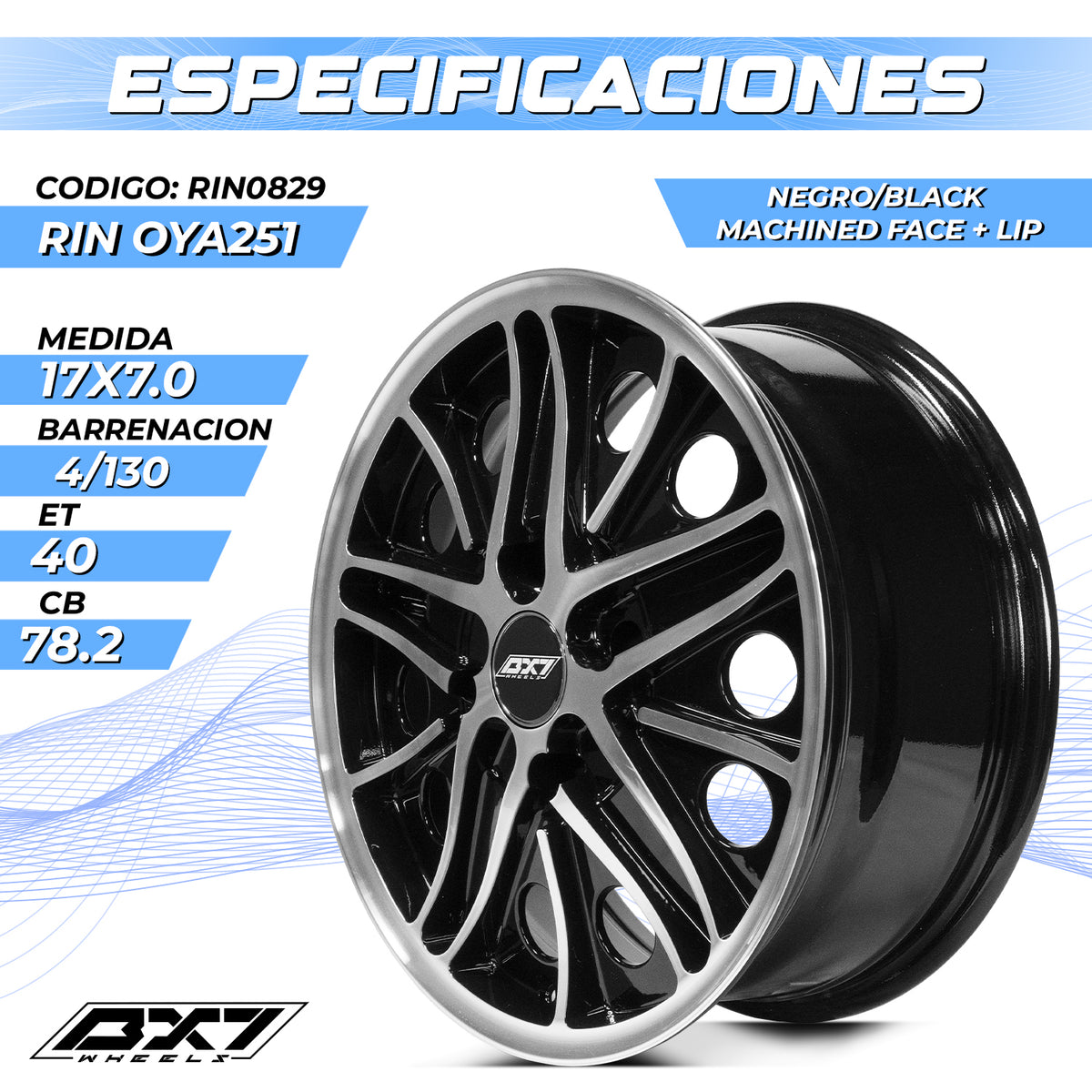 RIN BX7 WHEELS 17X7 4/130 ET40 CB78.2