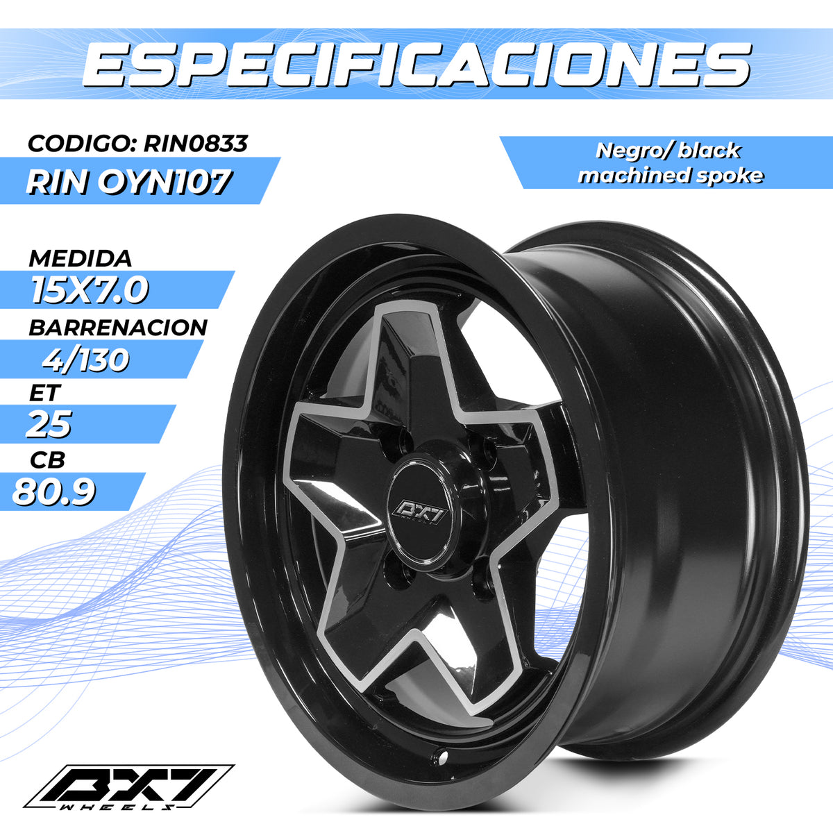RIN BX7 WHEELS 15X7 4/130 ET25 CB80.9