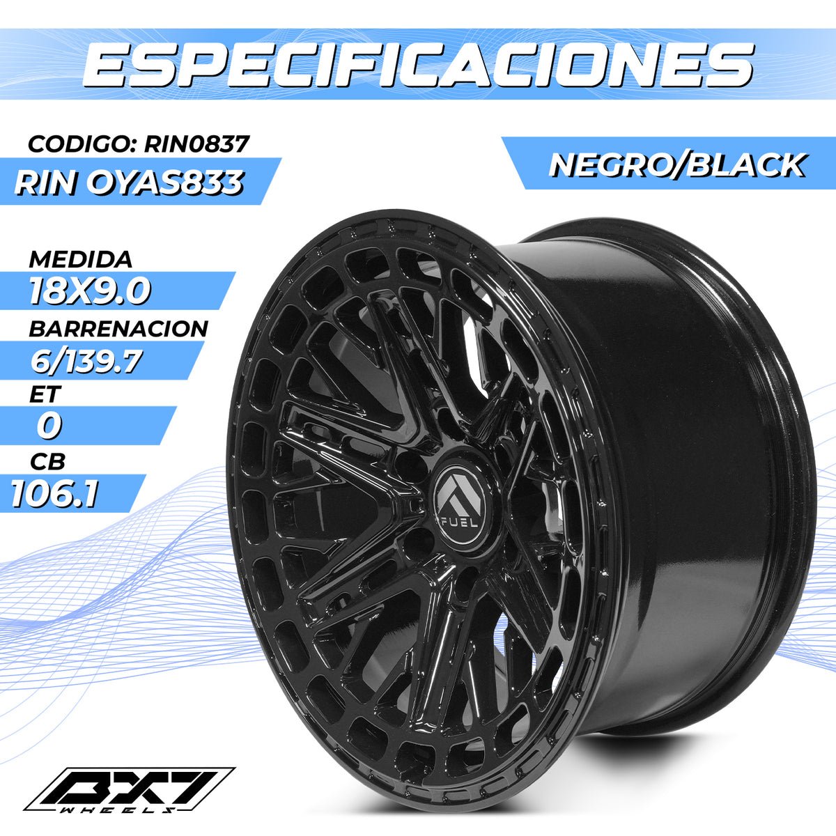 RIN BX7 WHEELS 18X9 6/139.7 ET0 CB106.1