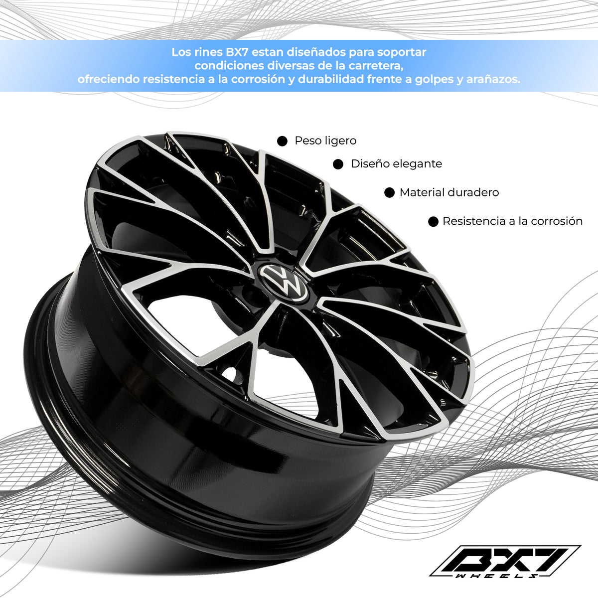 RIN BX7 WHEELS 17X7.5 5/112 ET: 38 CB: 57.1 NEGRO/BLACK MACHINED FACE