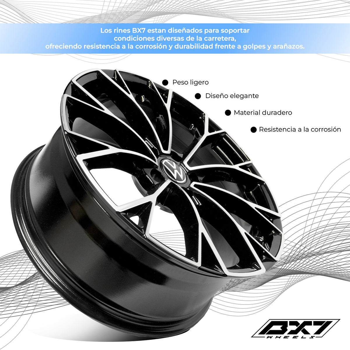 RIN BX7 WHEELS 19X8 5/112 ET: 38 CB: 57.1 Negro-Black Machine Face