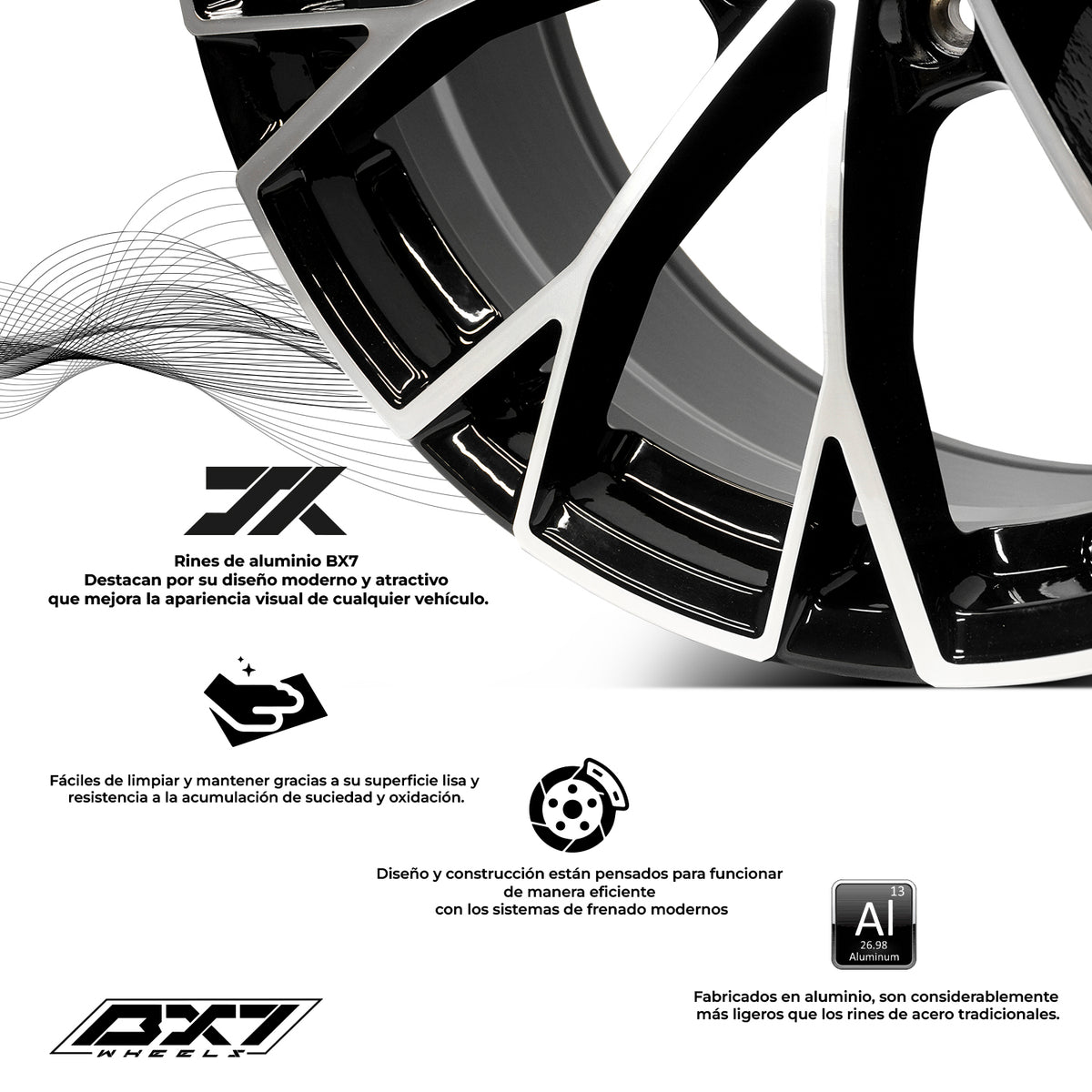RIN BX7 WHEELS 19X8 5/112 ET: 38 CB: 57.1 Negro-Black Machine Face