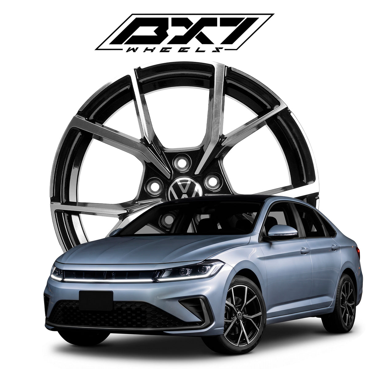 RIN BX7 WHEELS 17X7.5 5/112 ET: 35 CB: 57.1 Negro-Black Machine Face