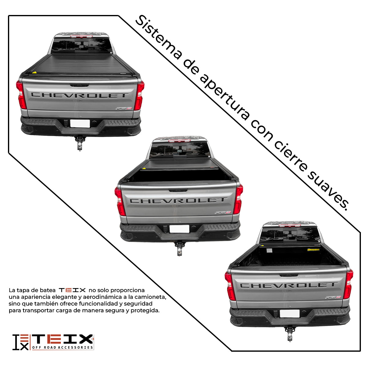 TAPA ELÉCTRICA TEIX POWER-X PARA CHEVROLET GMC SILVERADO SIERRA CHEYENNE 2019 - 2024 6.5 CAB SENC