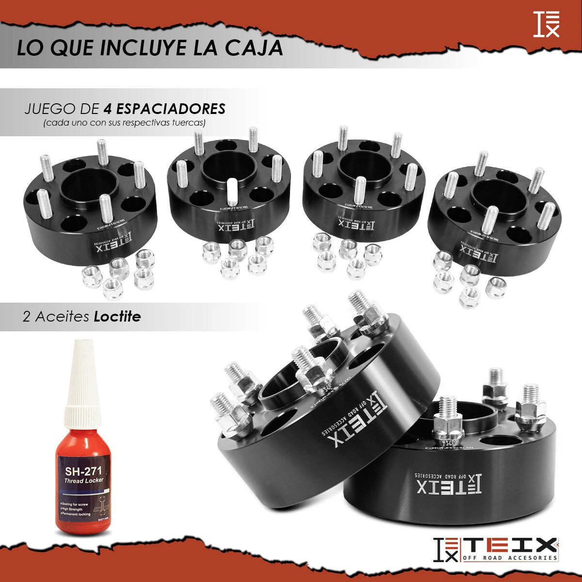 Kit Espaciadores 2 PuLG 5/120 Chevrolet S-10 1998- 2004/ CHEVROLET BLAZER 2001-2011/ GMC SONORA 1994-2004/ GMC JIMMY 1982-2004/ GMC ENVOY 1998-2000/ GMC SYCLONE 1991-1992