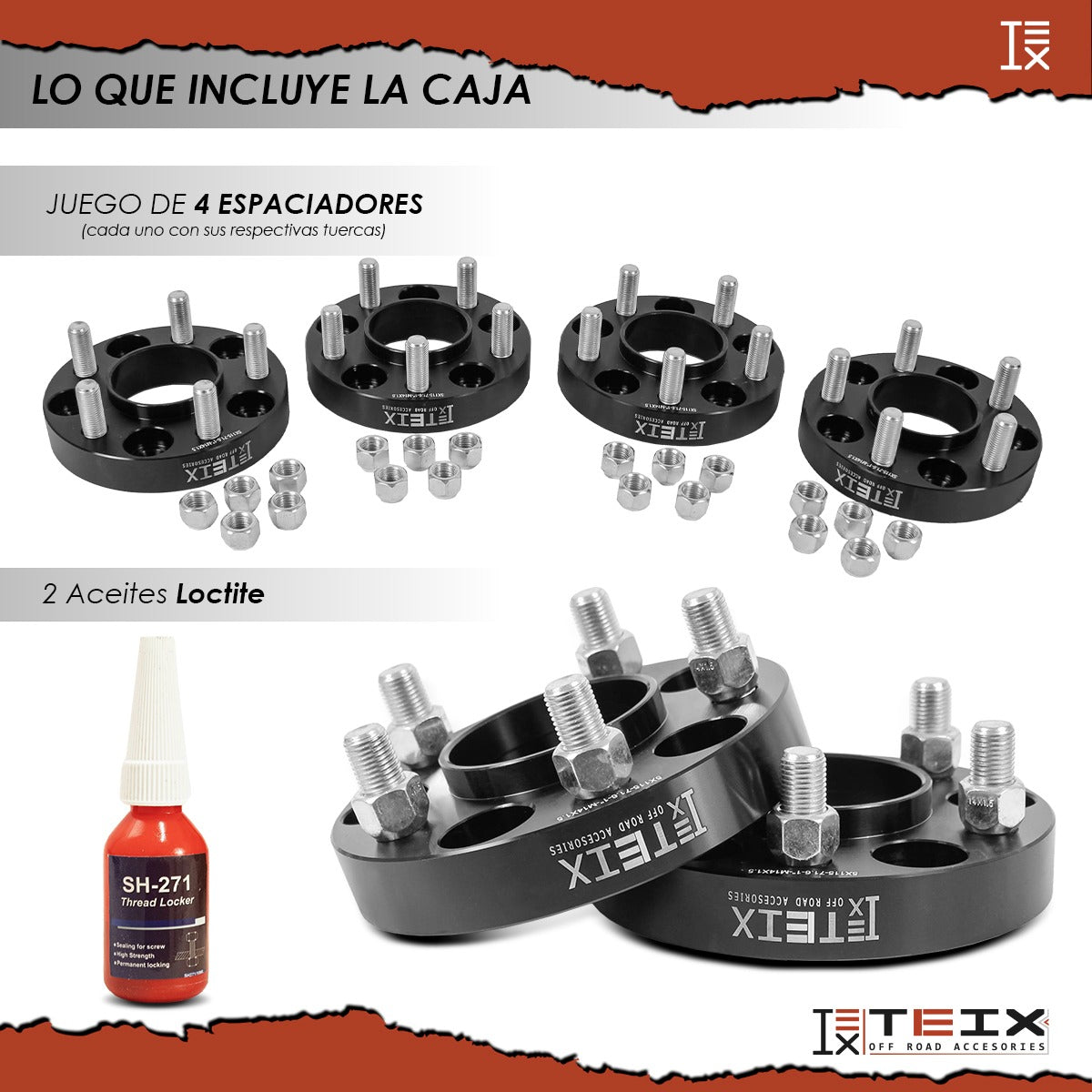 KIT ESPACIADORES 1" 5/115 LLANTA CB 71.6MM 14X1.5