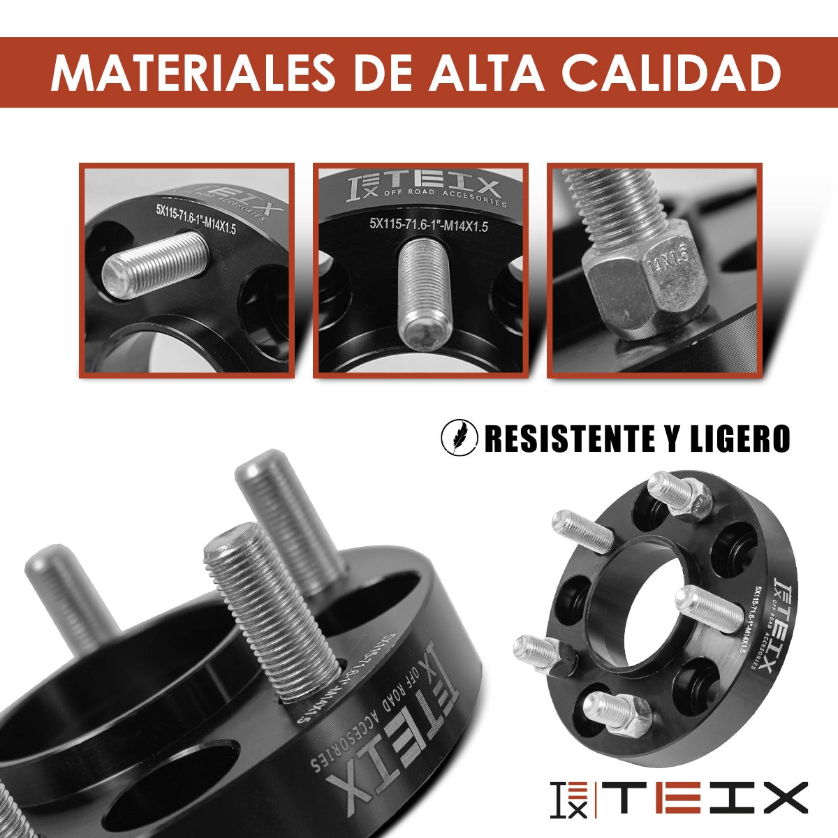 KIT ESPACIADORES 1" 5/115 LLANTA CB 71.6MM 14X1.5