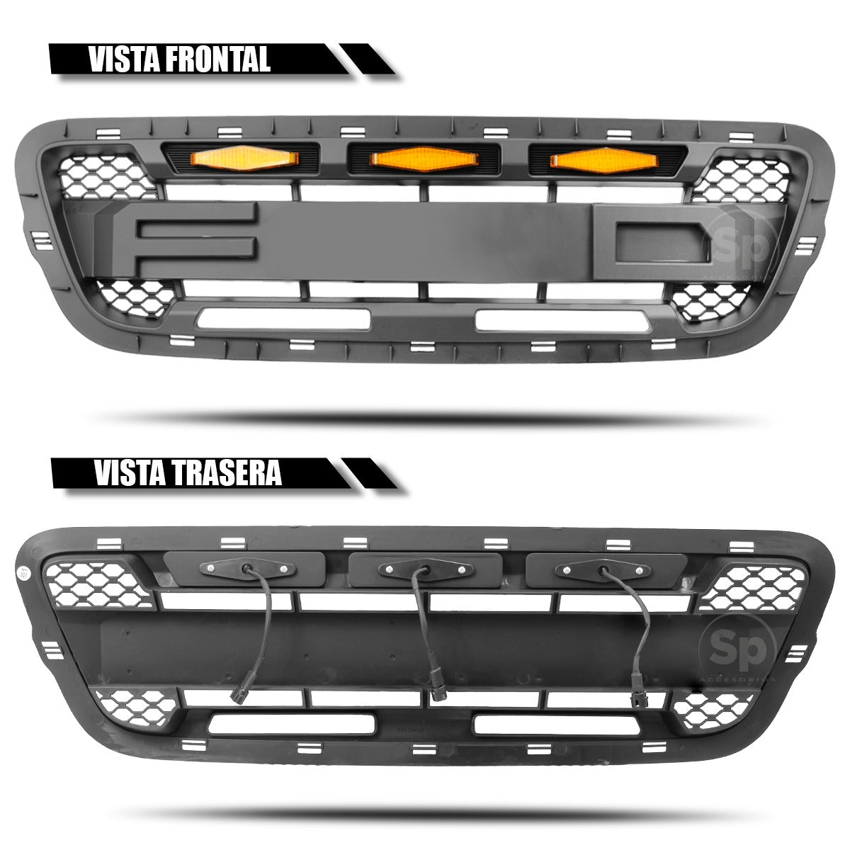 PARRILLA TIPO RAPTOR PARA FORD RANGER 2001-2003 LEDS ÁMBAR