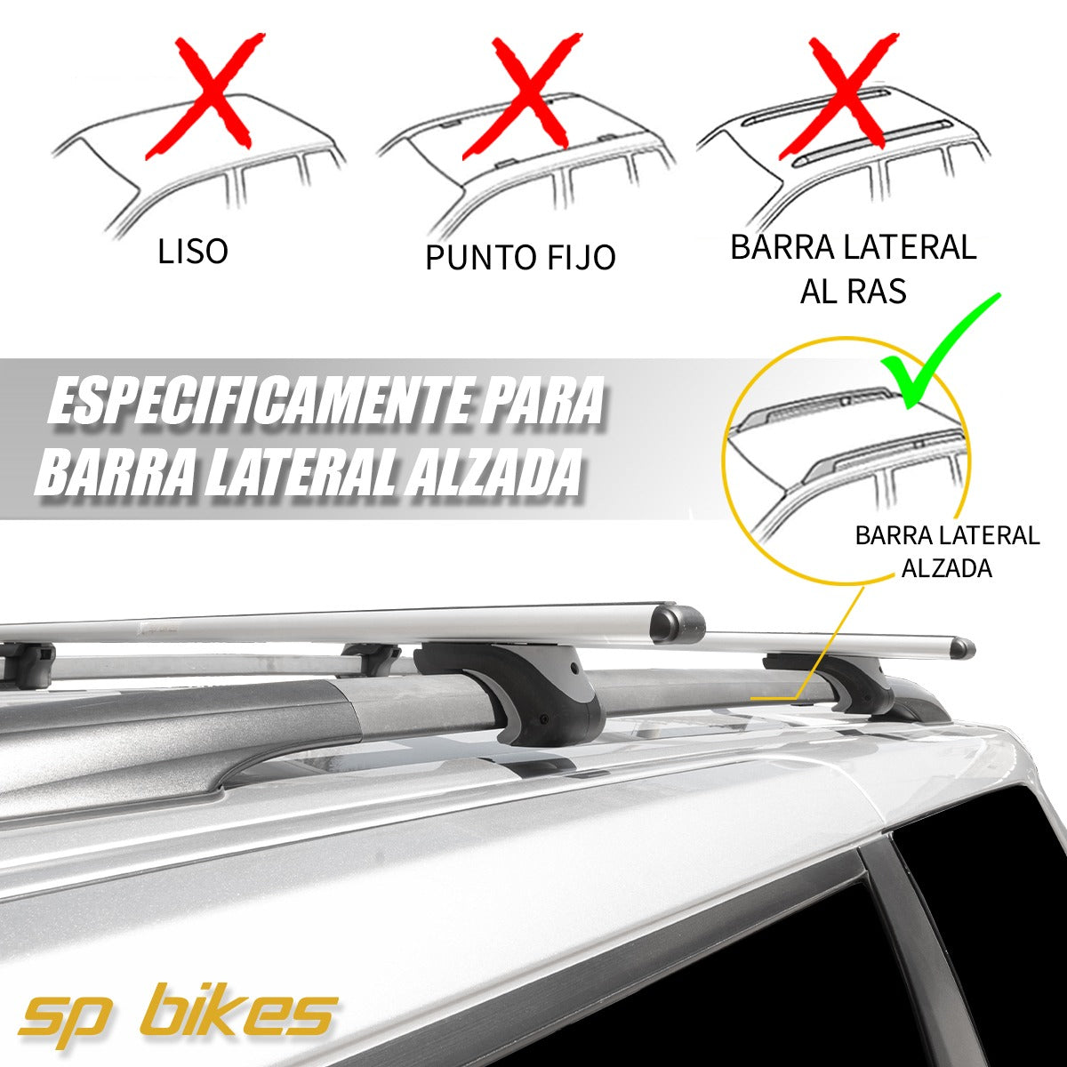 BARRAS TRANSVERSALES PORTAEQUIPAJE SP BIKES CON LLAVE 120 CM