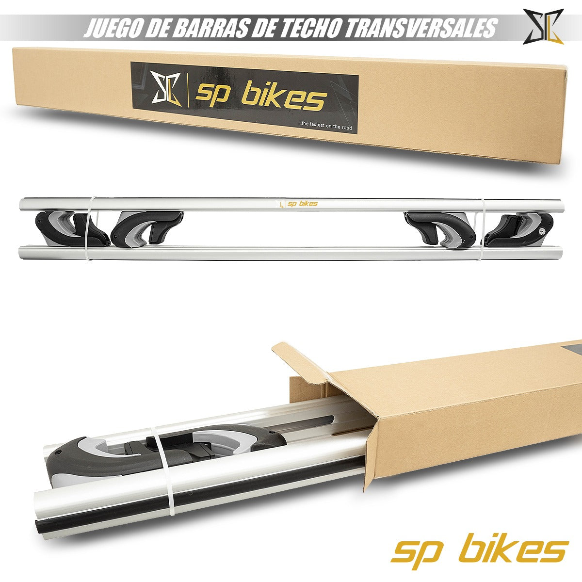 BARRAS TRANSVERSALES PORTAEQUIPAJE SP BIKES CON LLAVE 120 CM