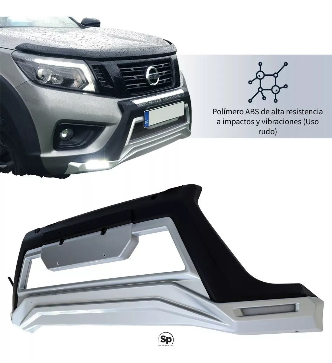 BURRERA BUMPER DEFENSA CON LUZ PARA NISSAN NP300 FRONTIER 2016 A 2020