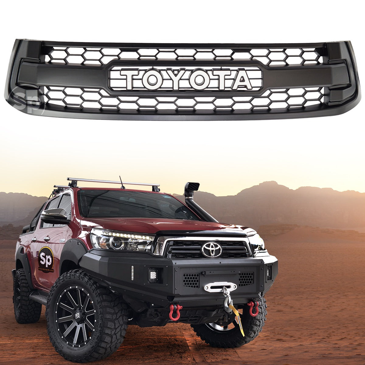 PARRILLA TRD PARA TOYOTA HILUX 2016 A 2023 OFF ROAD