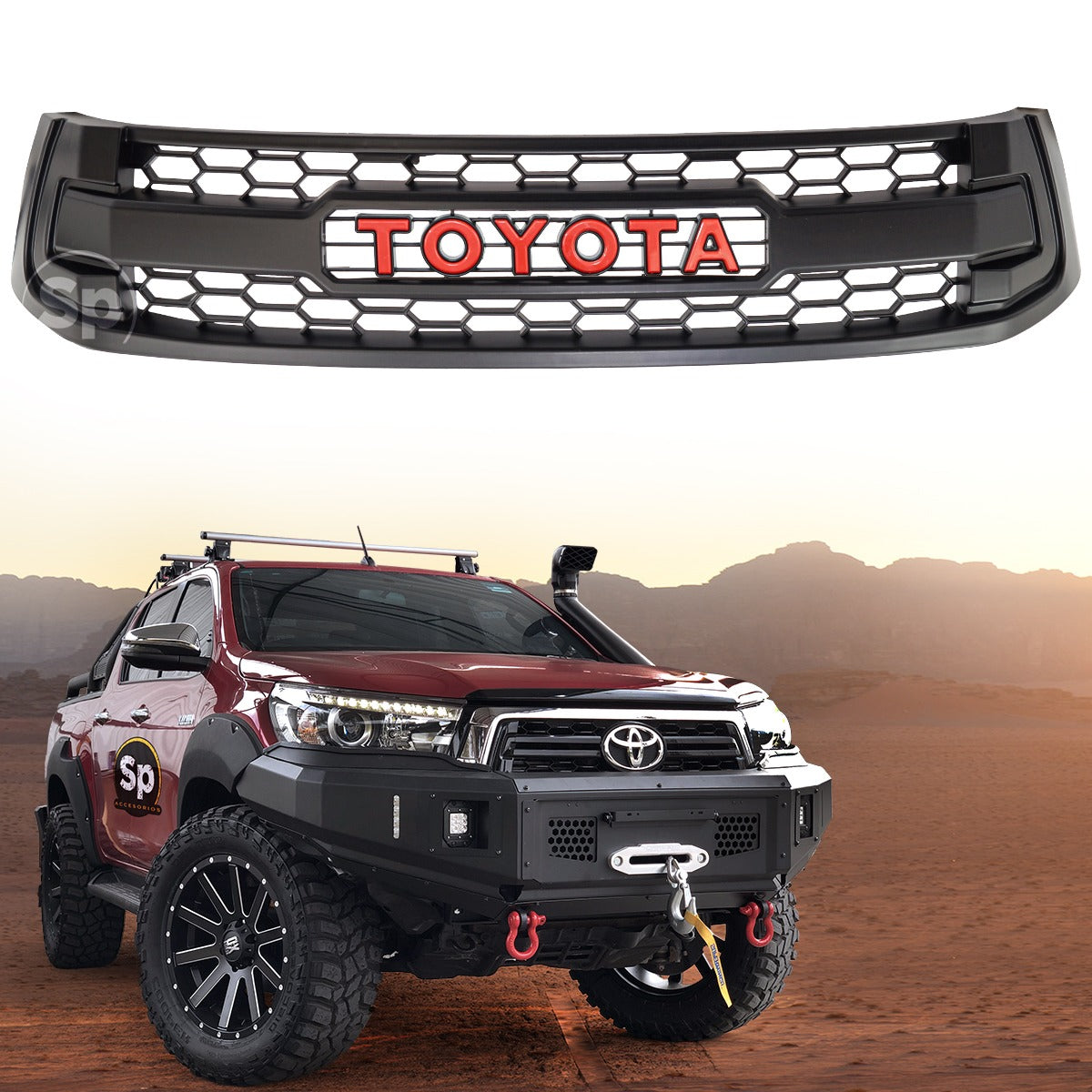 PARRILLA TRD PARA TOYOTA HILUX 2016 A 2023 OFF ROAD