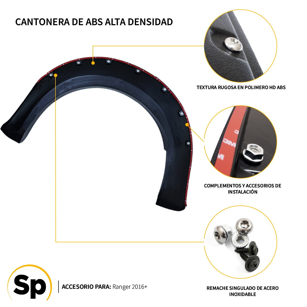 CANTONERAS PARA FORD RANGER 2016 A 2020 ABS REMACHES Y LED