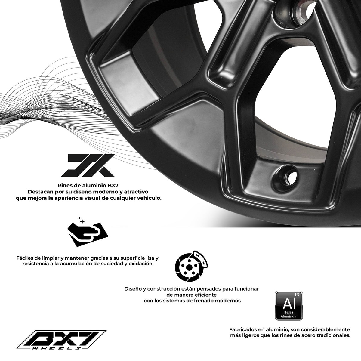 RIN BX7 18X8.0 6X139.7 ET 15 CB 106.1 MATTE BLACK (FW666) Toyota Tundra Trd Pro Tacoma Hilux Fj 6/139