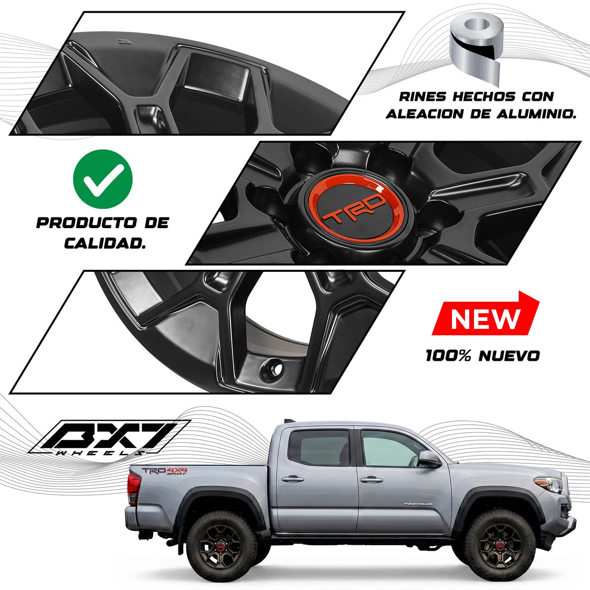 RIN BX7 18X8.0 6X139.7 ET 15 CB 106.1 MATTE BLACK (FW666) Toyota Tundra Trd Pro Tacoma Hilux Fj 6/139