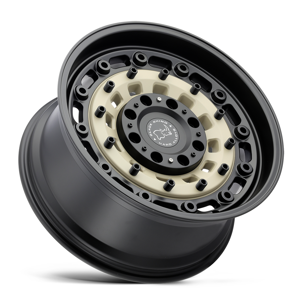 RIN BLACK RHINO ARSENAL SAND ON BLACK/ APLICACIONES PARA JEEP JK/JL/GLADIADOR, TACOMA RANGER, L200, HILUX Y SIERRA