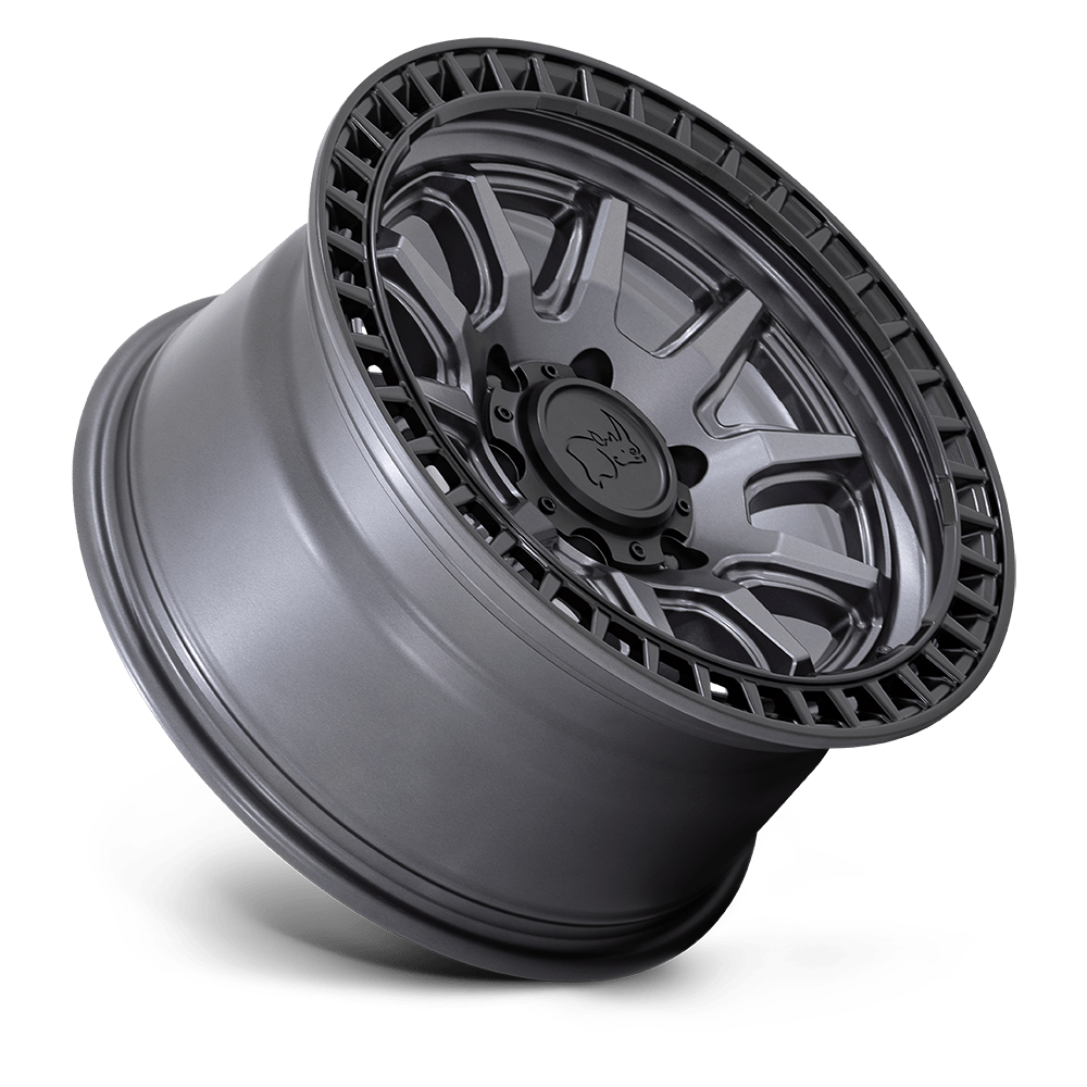 RINES BLACK RHINO CALICO 17x8.5 6X139.7 ET 00 CB 106.1 MATTE GUNMETAL W/MATTE BLACK LIP