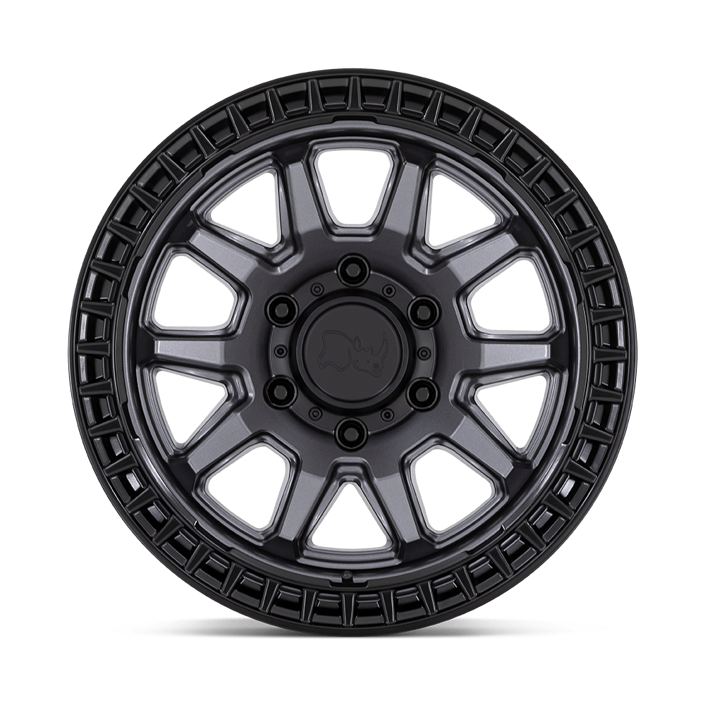 RINES BLACK RHINO CALICO 17x8.5 6X139.7 ET 00 CB 106.1 MATTE GUNMETAL W/MATTE BLACK LIP