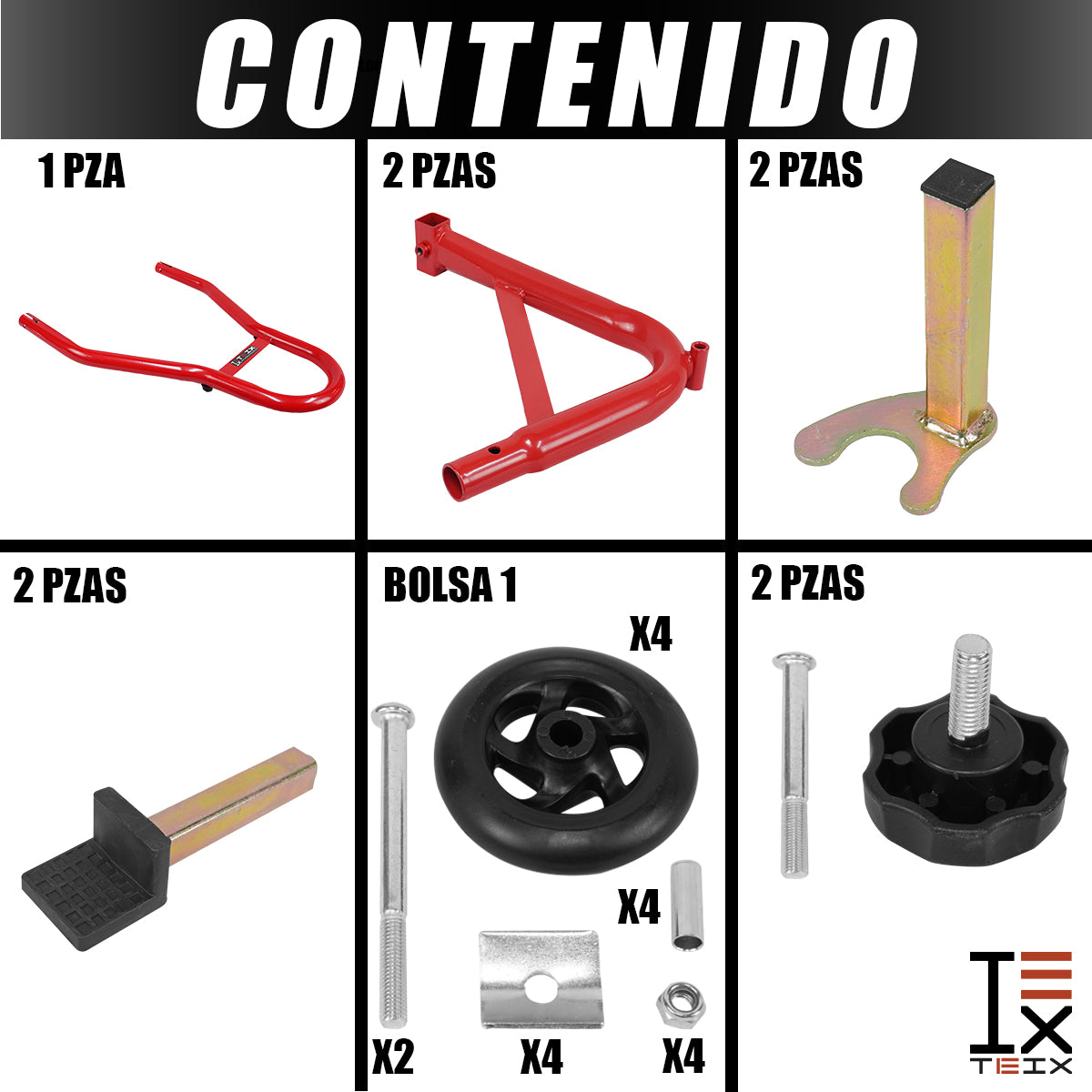 PARADOR SOPORTE TRASERO SOPORTA 1000 LIBRAS KTM MT SUZUKI ROJO / AX2