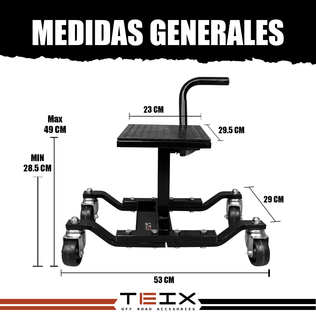 BANCO GATO PARA MOTO CON RUEDAS AJUSTABLE