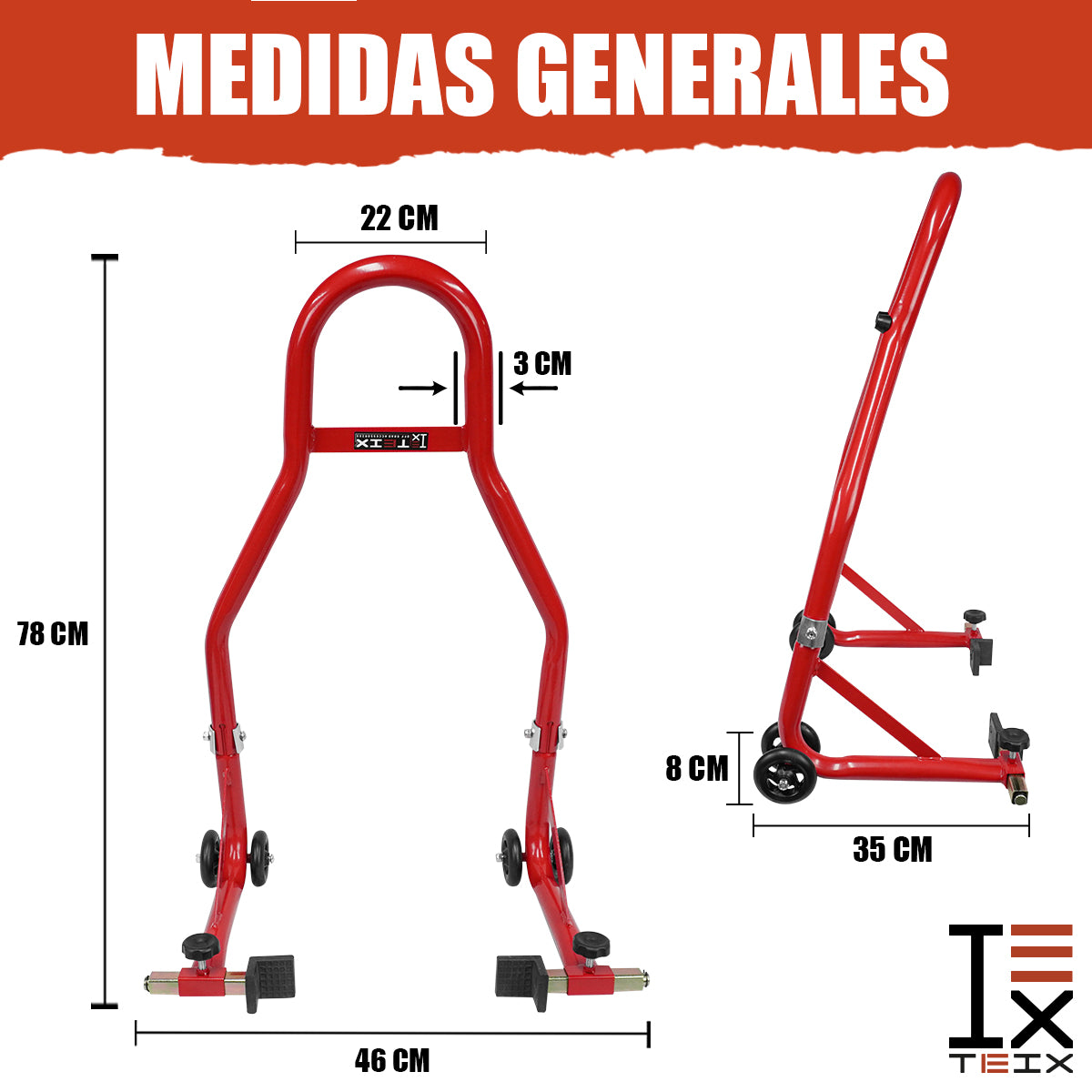 PARADOR SOPORTE TRASERO SOPORTA 1000 LIBRAS KTM MT SUZUKI ROJO / AX2