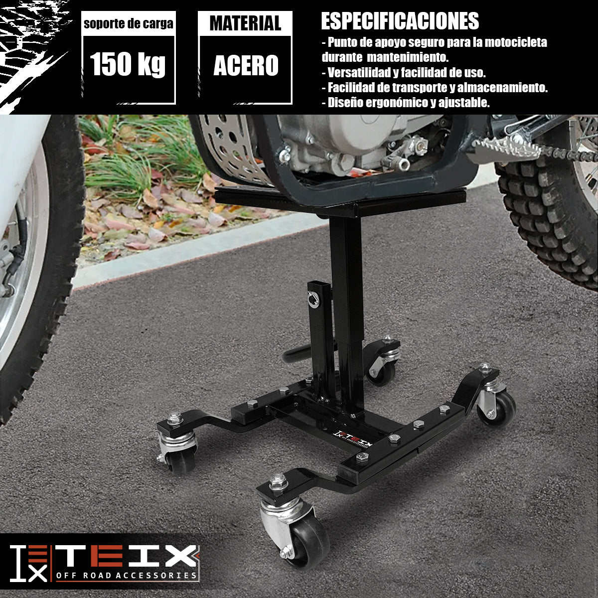 BANCO GATO PARA MOTO CON RUEDAS AJUSTABLE