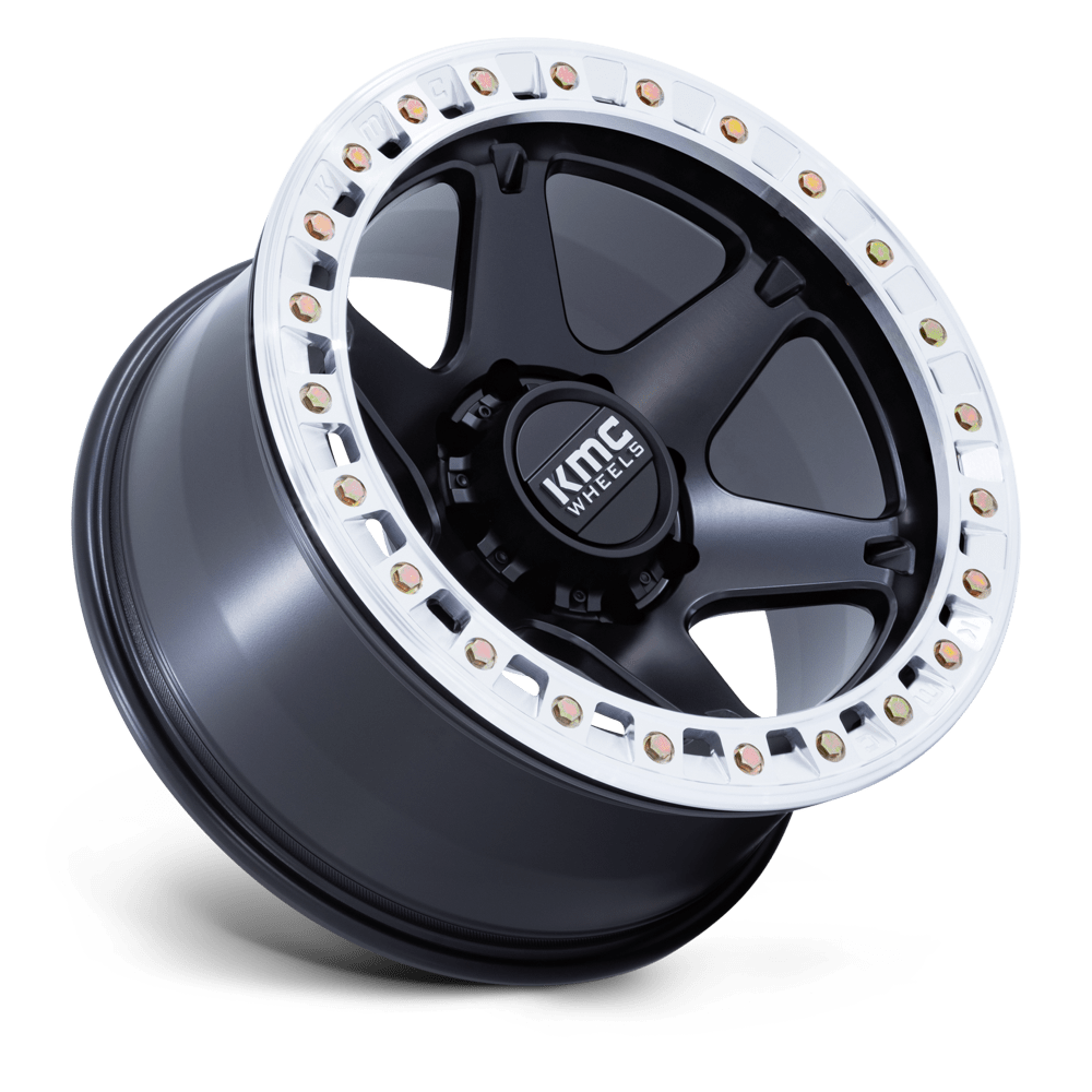 RIN KM238 SATIN BLACK W/ MACHINED RING APLICACIÓN PARA JEEP JK/JL Y GLADIADOR