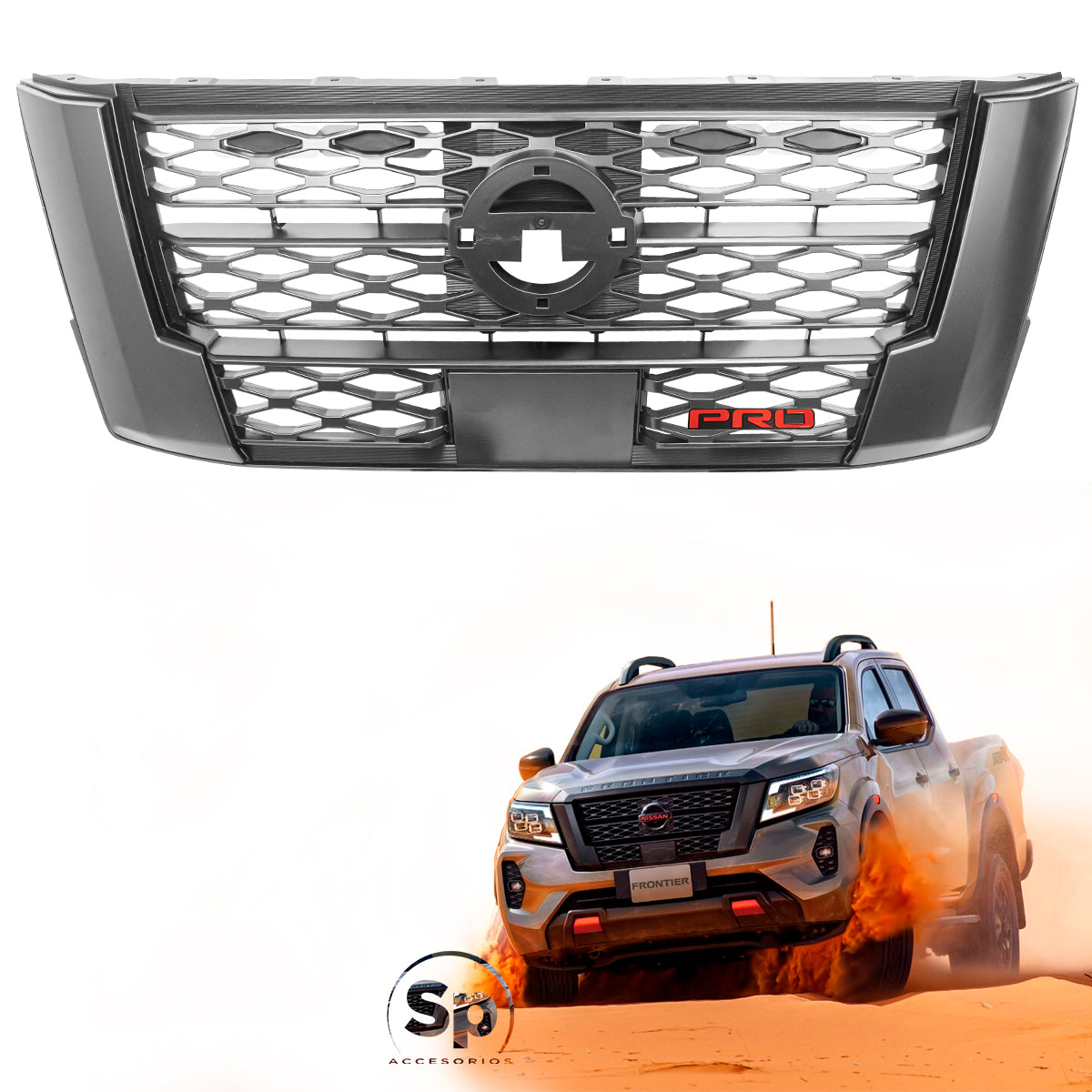 PARRILLA LED CON EMBLEMA PRO-ROJO PARA NP300 FRONTIER 2021 - 2024