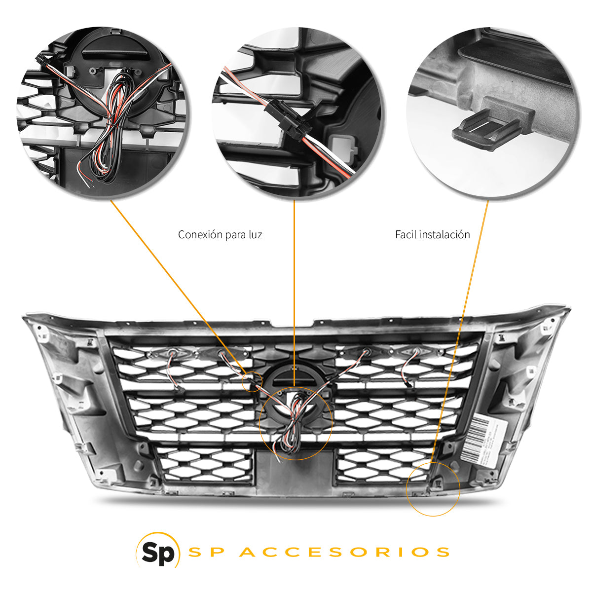 PARRILLA LED CON EMBLEMA PRO-ROJO PARA NP300 FRONTIER 2021 - 2024