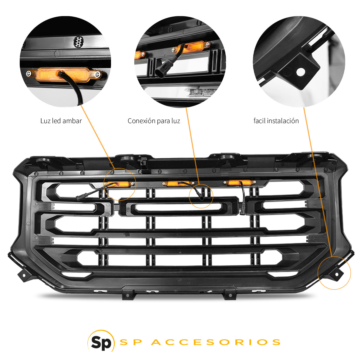 PARRILLA GMC PARA SIERRA 2016 A 2018 CON LED