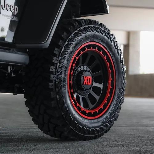 RINES KMC 17X9 6X114.3 / 139.7 XD OMEGA SATIN BLACK MACHINED LIP W/ RED TINT