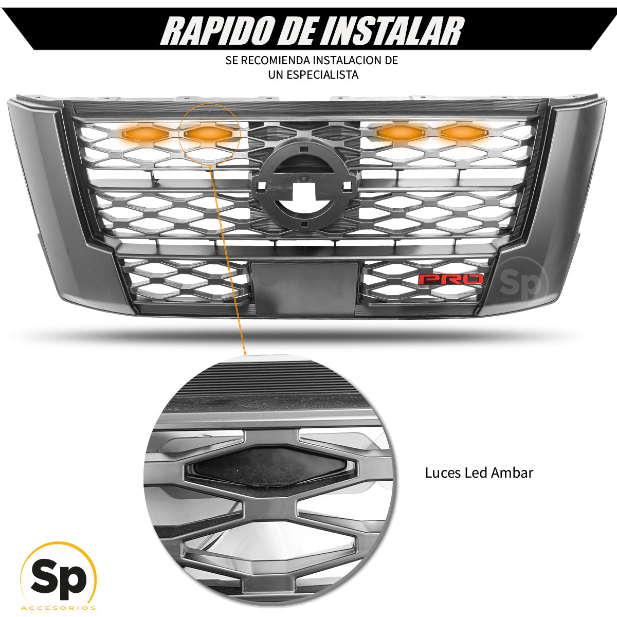 PARRILLA LED CON EMBLEMA PRO-ROJO PARA NP300 FRONTIER 2021 - 2024