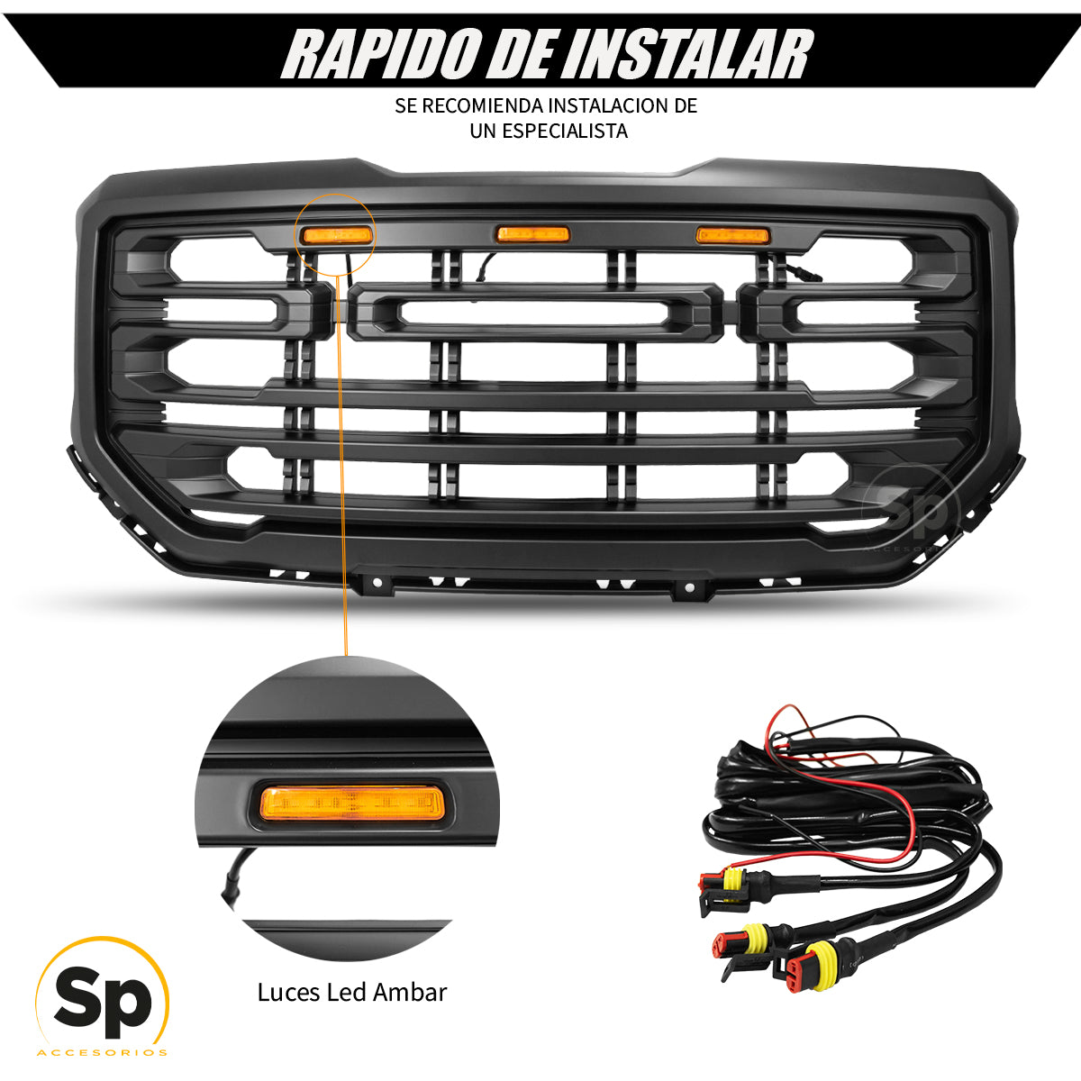 PARRILLA GMC PARA SIERRA 2016 A 2018 CON LED