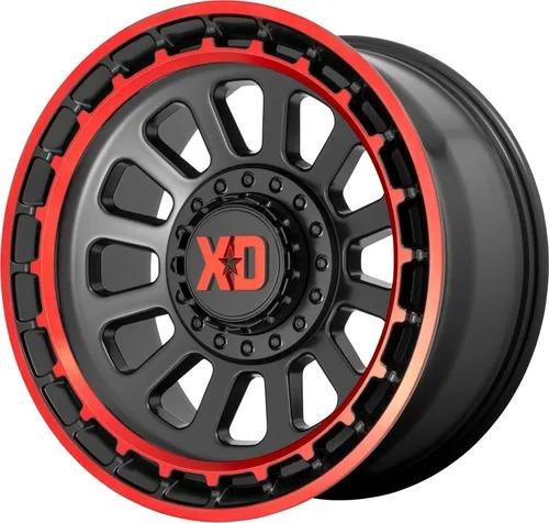 RINES KMC 17X9 6X114.3 / 139.7 XD OMEGA SATIN BLACK MACHINED LIP W/ RED TINT