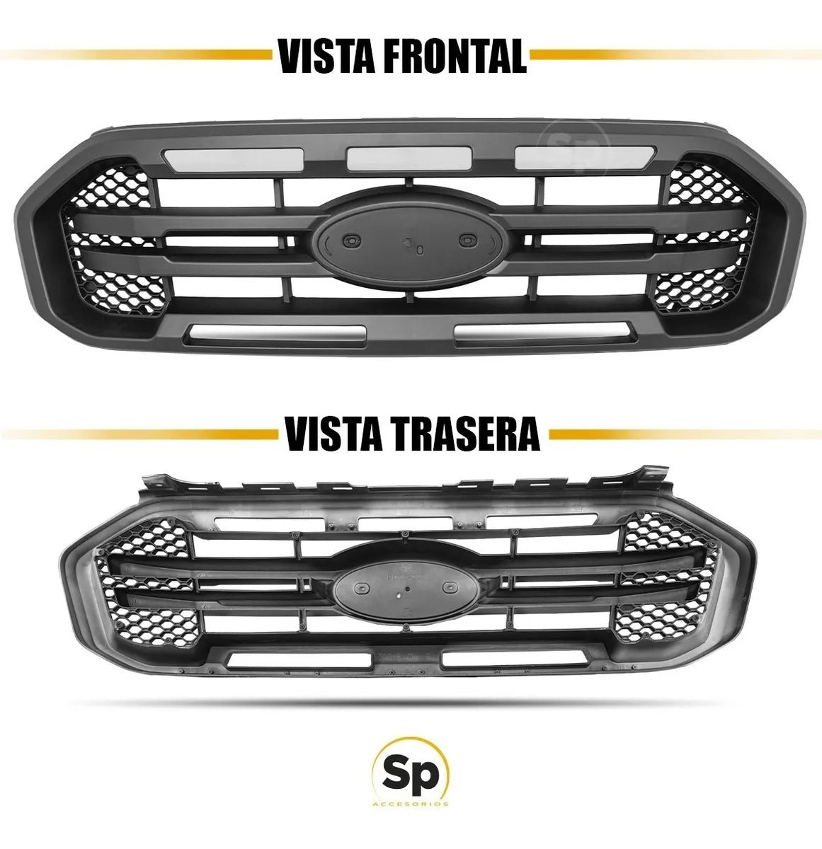 PARRILLA FRONTAL PARA FORD RANGER 2017 A 2020 TIPO RAPTOR COMPLETA