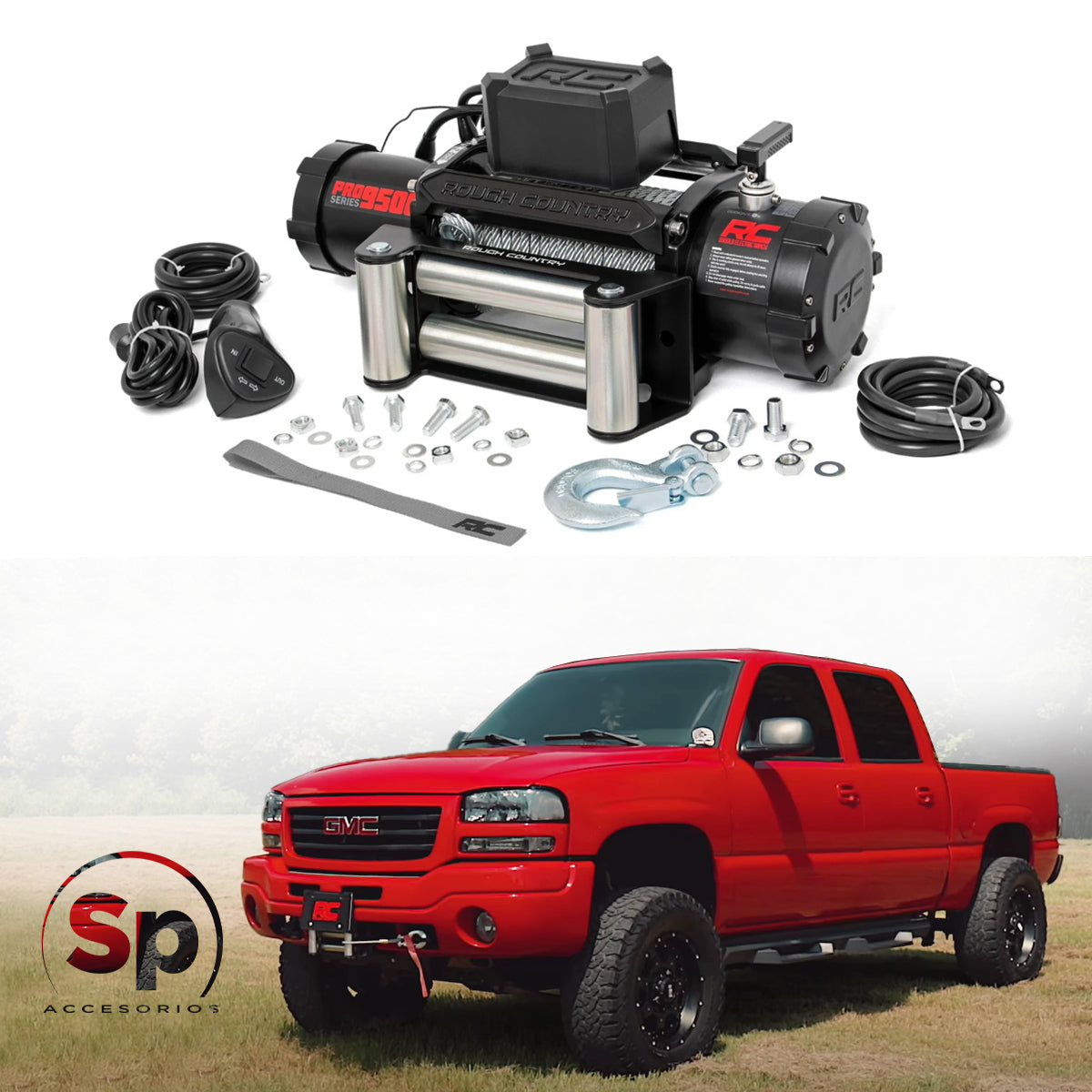 WINCH ROUGH COUNTRY SERIE PRO DE 9500 LB CABLE DE ACERO