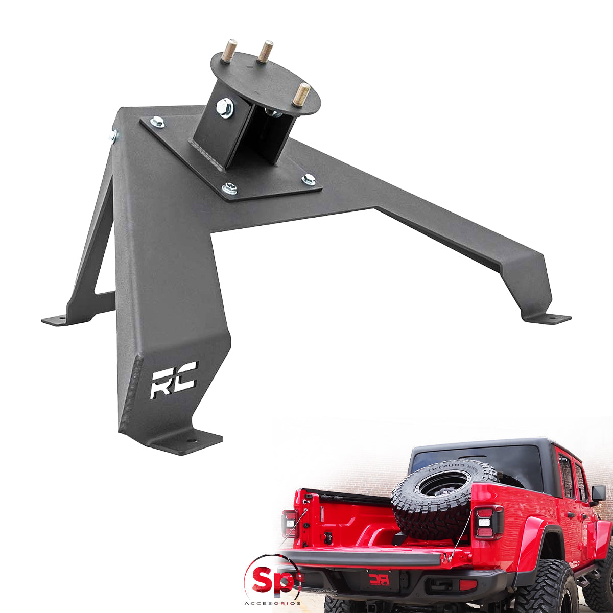 PORTA LLANTA EN CAJA ROUGH COUNTRY TIPO BAJA PARA JEEP GLADIADOR 2019 - 2024