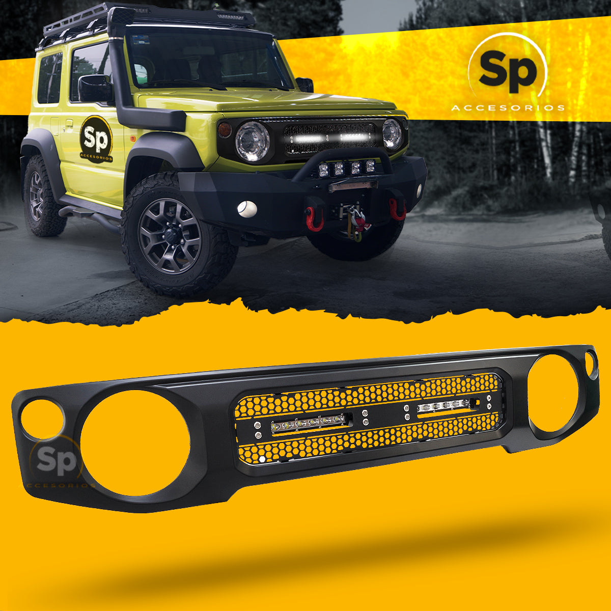 PARRILLA CON BARRA LED OFF ROAD PARA SUZUKI JIMNY 2020 - 2024