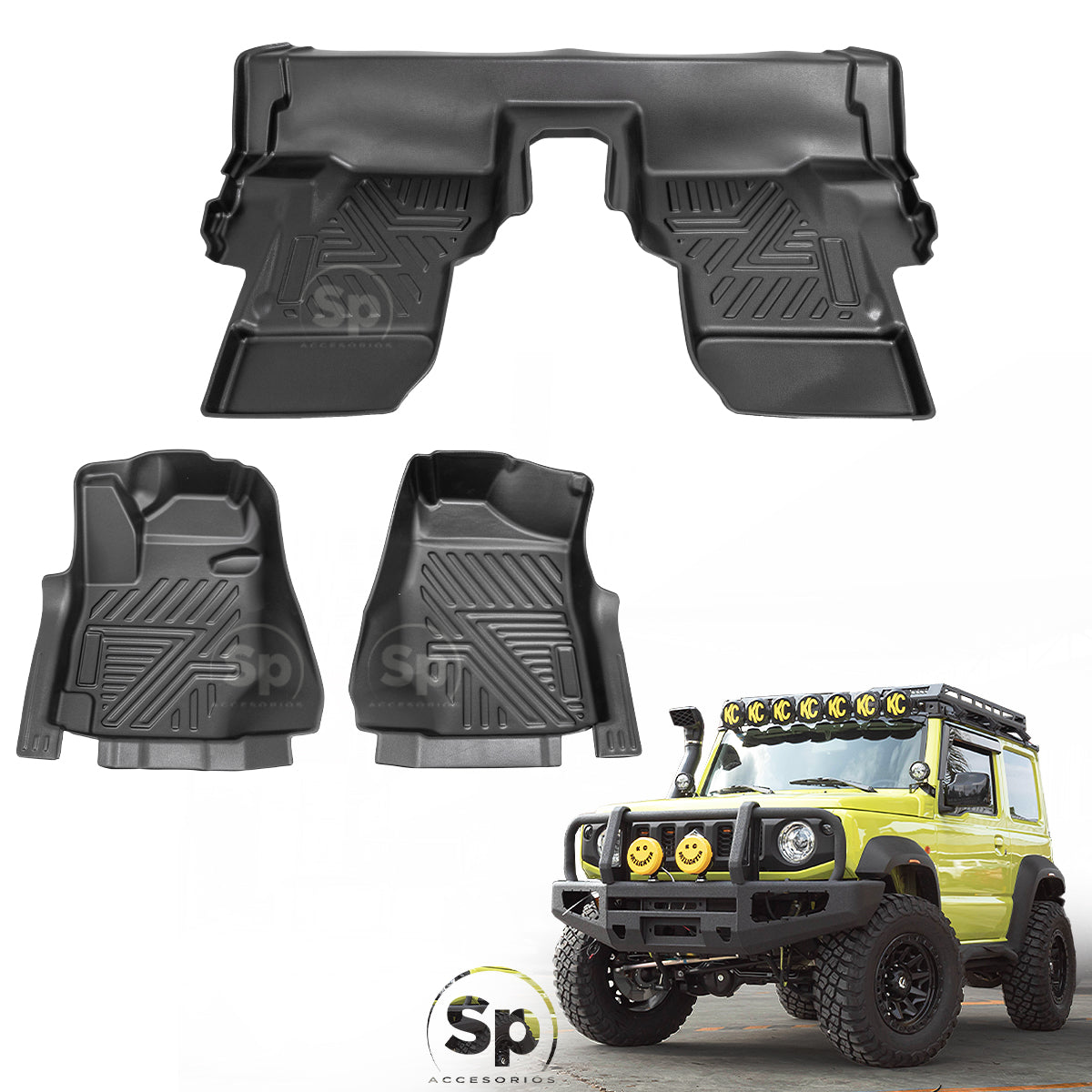 TAPETES DELANTEROS Y TRASEROS ABS USO RUDO TEIX PARA SUZUKI JIMNY 2019 - 2023 AUTOMATICO