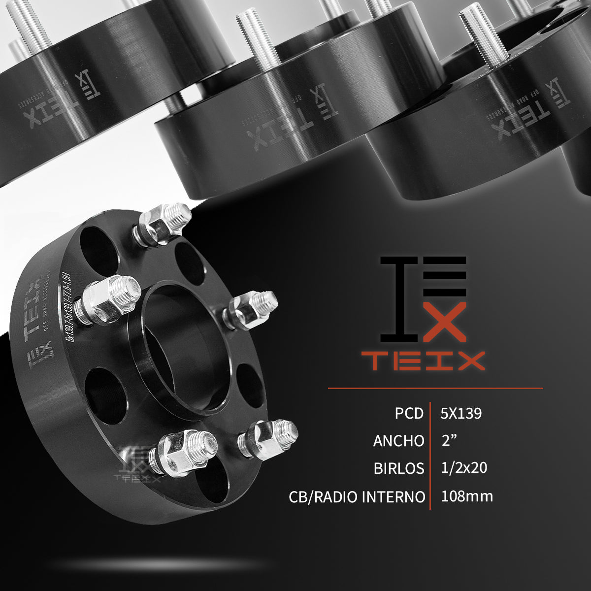 KIT ESPACIADORES 2" 5X139.7 LLANTA CB108 1/2"X20