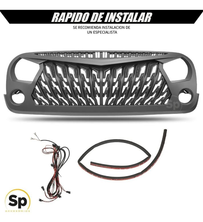 PARRILLA ENOJADA JEEP WRANGLER JK 2007 A 2017 FRENTE C/LED X6