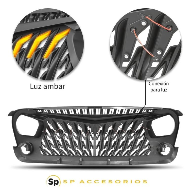 PARRILLA ENOJADA JEEP WRANGLER JK 2007 A 2017 FRENTE C/LED X6