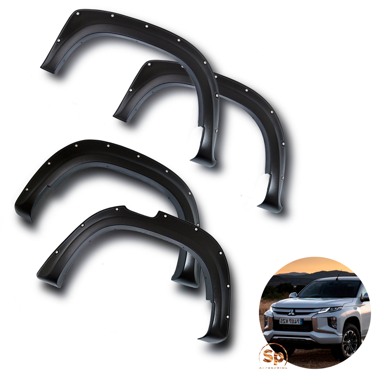 CANTONERAS CON REMACHES PARA MITSUBISHI L200 2019-2021 ABS (4 PIEZAS)